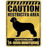New  Caution : Restricted Area . Newfoundland Monitoring  Parking Sign Dog