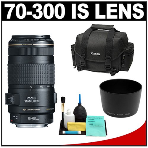 Canon EF 70-300mm f/4-5.6 IS USM AF Lens + Canon SLR Camera Case + Accessory Kit for Digital Rebel XT, XTi, XS, XSi, EOS 30D, 40D, 5D Digital SLR Cameras
