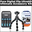 Ultimate Accessory Kit For The Pure Digital Flip UltraHD Camcorder 3rd Generation FVU32120B, U32120W NEWEST MODEL Includes Gripster Tripod + 4 AAA Batteries And Charger + Clear LCD Screen Protectors