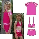 Surfer Girl 07, UPF50+ UV protective 3-Piece swimsuit with swimshirt (aka rashguard), matching shorts and bikini top