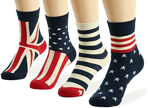 Glitzy lifestyle Men's Flag Patterned Casual and Fashion Cotton Crew Socks(Pack of 4)