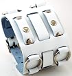 Nemesis #WB-W Wide White Leather Tri Clasp Cuff Wrist Watch Band