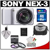 Sony Alpha NEX-3 Digital Camera Body & E 18-55mm OSS Compact Interchangeable Lens (Silver) with 16GB Card + Battery + Case + Accessory Kit