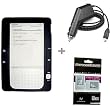 Black Color Amazon Kindle 2 E-Book Reader Silicone Rubber Skin Case + Kindle2 Car Charger + Kindle2 Anti Scratch LCD Screen Protector