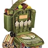 Picnic Cooler and Pack Wheeled Excursion Set For 4 in Pine Green by Picnic Time