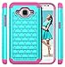 Galaxy Core Prime Case, Style4U Studded Rhinestone Crystal Bling Hybrid Armor Case Cover for Samsung Galaxy Core Prime G360 with 1 Style4U Stylus [Teal/Hot Pink]