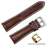 Sport Leather Watchband Brown 16mm Watch band - by deBeer