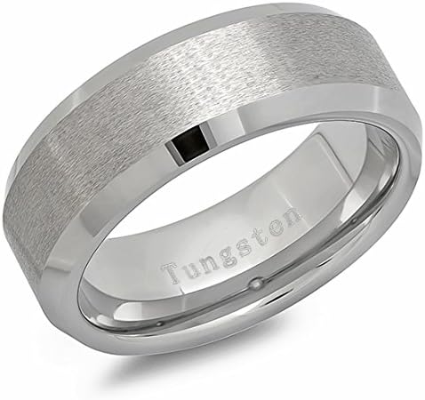 Freeman Jewels 8mm Tungsten Rings for Men Matte Finish Polished Edge Mens Wedding Band(9)