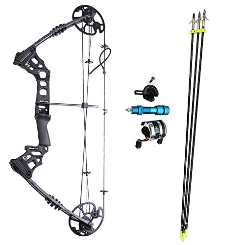 ATROPOS-120 Archery Hunting Pro Compound Bow Set Fishing Bow Set With All Accessories,Right&Left Handed Bow,20-70lbs Draw Weight (Black/Camo/Purple)