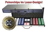 Profi Poker Set 500 Laser Chips 13,5g Plastikkarten ALU - 