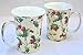 Fine Bone China Christmas Holiday Mugs - Holly Chintz on Cream China - Set of Two