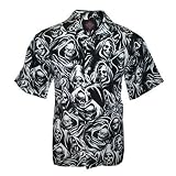 Grim Reaper Skulls All Over Biker Shirt, Death Overdose, Dragonfly