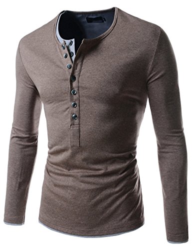 Thelees (vt09) mens casual long sleeve layered style button tshir…
