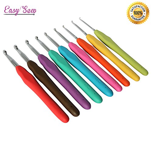 The Best 9 pcs Ergonomic Crochet Hook Set for People with Arthritis from EasySew Great Gift for Crochet ergonomic hooks hook