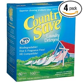 Country Save HE Laundry Detergent, Powder, 160-Load, 10-lb Boxes (Case of 4)