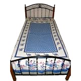 Royal Blue Floral Print Indian Bedding Linen Cotton Bedspread Twin Sofa Throw