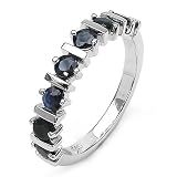 1.05 Carat Genuine Blue Sapphire Sterling Silver Ring
