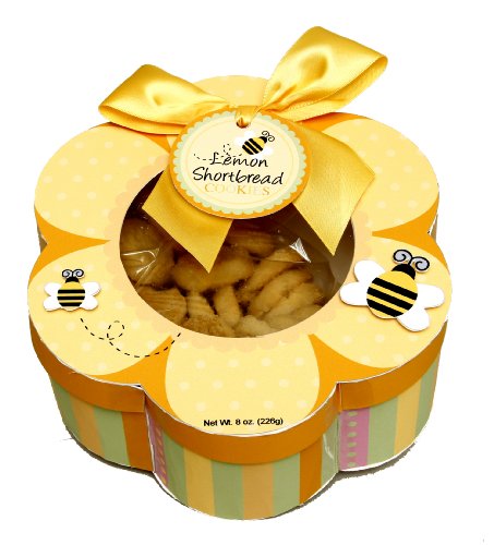 Too Good Gourmet Lemon Shortbread, 10-Ounce Yellow Flower Hat Boxes (Pack of 4)