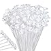 PP OPOUNT 100 Pieces White Plastic Balloon Sticks Holders and Cups for Party and Wedding Decoration