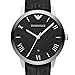 Armani AR1611 Mens Classic Retro Stainless Steel Case Leather Strap Black Tone Dial