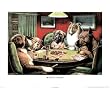 Professionally Framed C.M. Coolidge Bold Bluff Dogs Playing Poker Art Print Poster - 13x19 with RichAndFramous Black Wood Frame