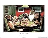 Professionally Framed C.M. Coolidge Bold Bluff Dogs Playing Poker Art Print Poster - 13x19 with RichAndFramous Black Wood Frame