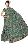 Sarees - COTTON BLEND PRINTED SAREE - DOCOMO CHIKU GREEN
