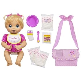 Hasbro Baby Alive Caucasian Doll with Bonus Diaper Bag and Doll Diapers by Hasbro
