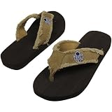 NHL Toronto Maple Leafs Unisex Frayed Flip Flops - Khaki (Small)