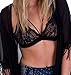 Eshion Women's Semi Sheer Full Lace Thin Band Bralette Lingerie Bra Tops (M, Black)