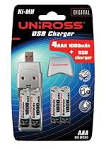 Uniross AA/AAA USB Charger + 4 AAA 1000Mah Batteries