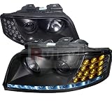 Audi A6 2002 2003 2004 2005 Black Housing Projector Headlights With LED by Spec-D Tuning
