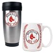 Boston Red Sox MLB Stainless Steel Travel Tumbler & Game ball Ceramic Mug Set - Primary Logo by Great American Products