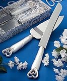 Interlocking Heart Wedding Cake Knife & Server Set