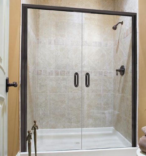 Basco Infinity French Shower Door 1722CUS-LK-CU. 72''xCustom, Silk Glass, Burnished Copper, Glass