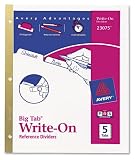 Avery 23075 Avery Write-On Index Dividers, 5 Erasable Laminated Multicolor Tabs, WE, 5/Set, Carton of 48 sets