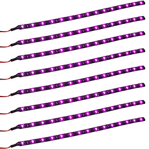 E Support Purple 12v 15 Led 30cm Car Flexible Waterproof Underbody Light Strip Pack of 8