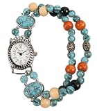 Medana Ladies Silver-Tone Southwestern Stretch Bead Fashion Watch 8417
