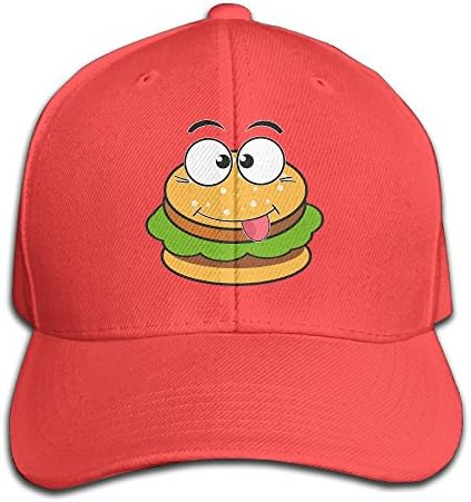 YAHQI Cartoon Hamburger Smiley Face Trucker Hat Red