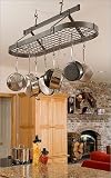 Enclume PR16cwg-HS 4-Foot Oval with Grid Premier Ceiling Rack, Hammered Steel