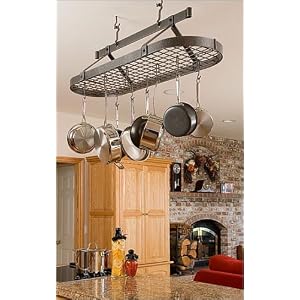 Enclume PR16CWG HS Premier 4-Foot Oval Ceiling Pot Rack, Hammered Steel