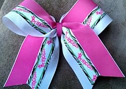 Pink and White Zebra & Lime Princess Cheer Bow