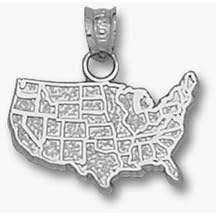 Map of the United States of America Pendant - Sterling Silver Jewelry by Logo%20Art