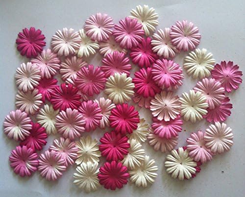 100 Pink Mulberry Daisy Flowers Scrapbooking Embellishment