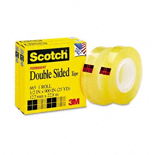 Scotch 665 Double-Sided Office Tape, 1/2\