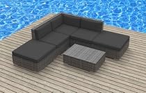 Big Sale Urban Furnishing - BALI 6pc Modern Outdoor Backyard Wicker Rattan Patio Furniture Sofa Sectional Couch Set - Charcoal