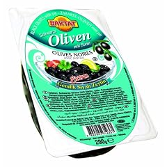 Baktat Gemlik Schwarze Oliven mit Stein extra , 2er Pack (2 x 200 g Packung)