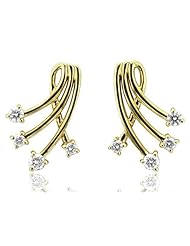14k Yellow Gold Ribbon Diamond Earrings (GH, I1-I2, 0.50 carat) [Jewelry]