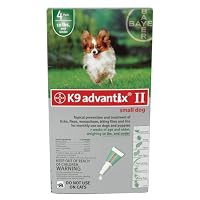 Bayer K9 Advantix II Green 4-Month Flea and Tick Drops for Small Dogs, 0-10 lbs.