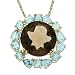 14k Yellow Gold Smoky Topaz and Blue Topaz Circle Pendant